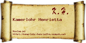 Kamerlohr Henrietta névjegykártya